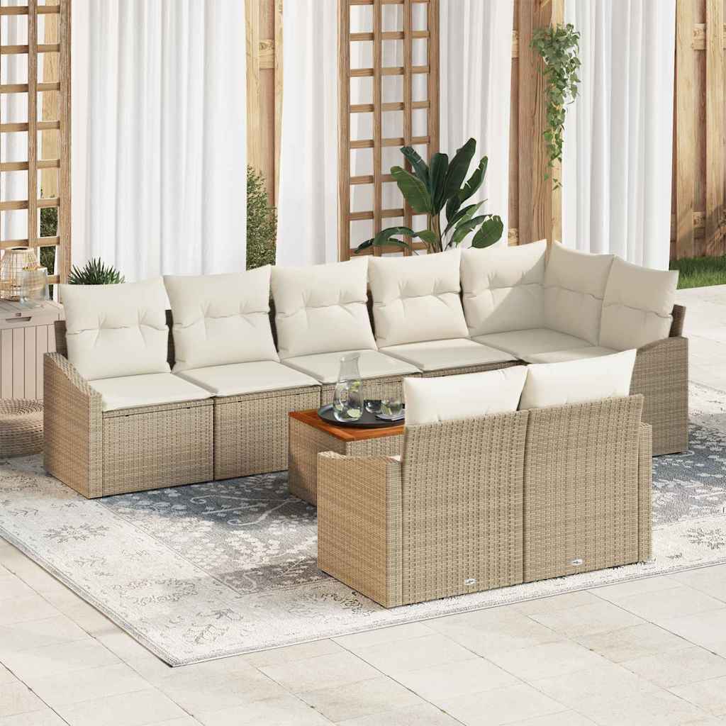 Gartensofa-set mit Kissen 9 pcs Schwarz Poly-Rattan