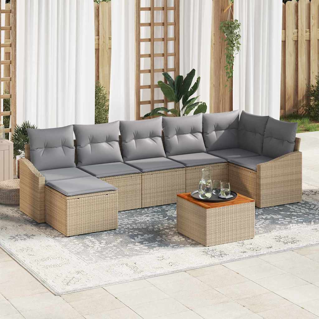 Gartensofa-set mit Kissen 8 pcs Schwarz Poly-Rattan