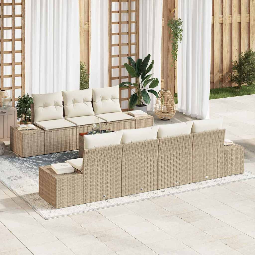 Gartensofa-set mit Kissen 8 pcs Schwarz Poly-Rattan