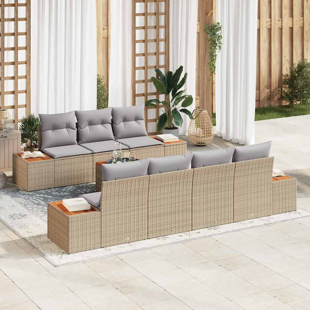 Gartensofa-set mit Kissen 8 pcs Schwarz Poly Rattan