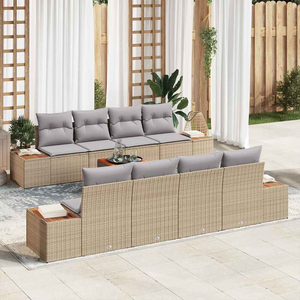 Garten-Sofa-Set mit Kissen 9 pcs Schwarz Poly Rattan