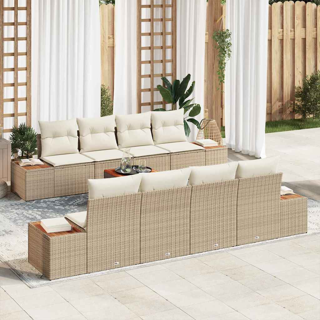 Garten-Sofa-Set mit Kissen 9 pcs Schwarz Poly Rattan