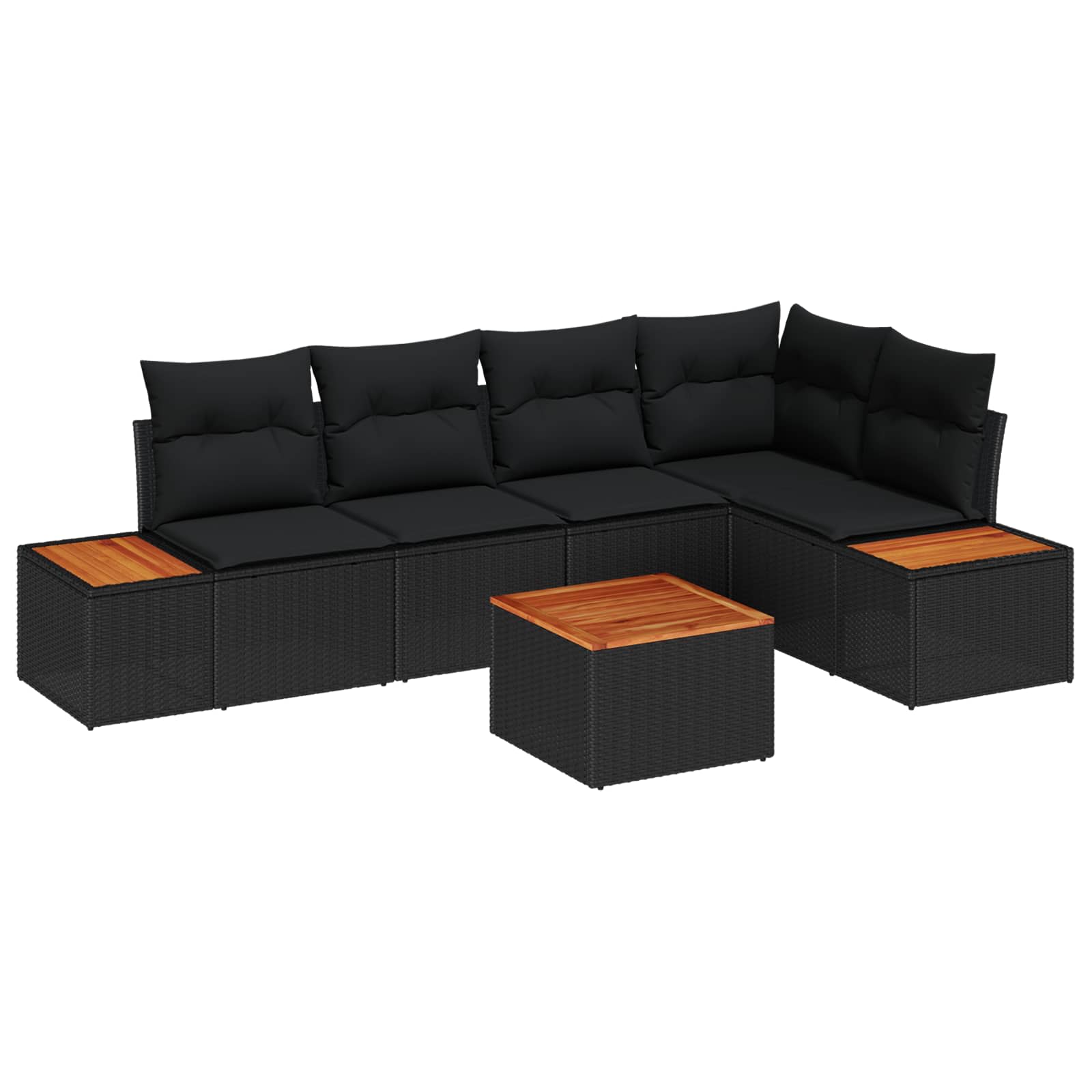 Gartensofa-set mit Kissen 5 pcs Schwarz Poly Rattan