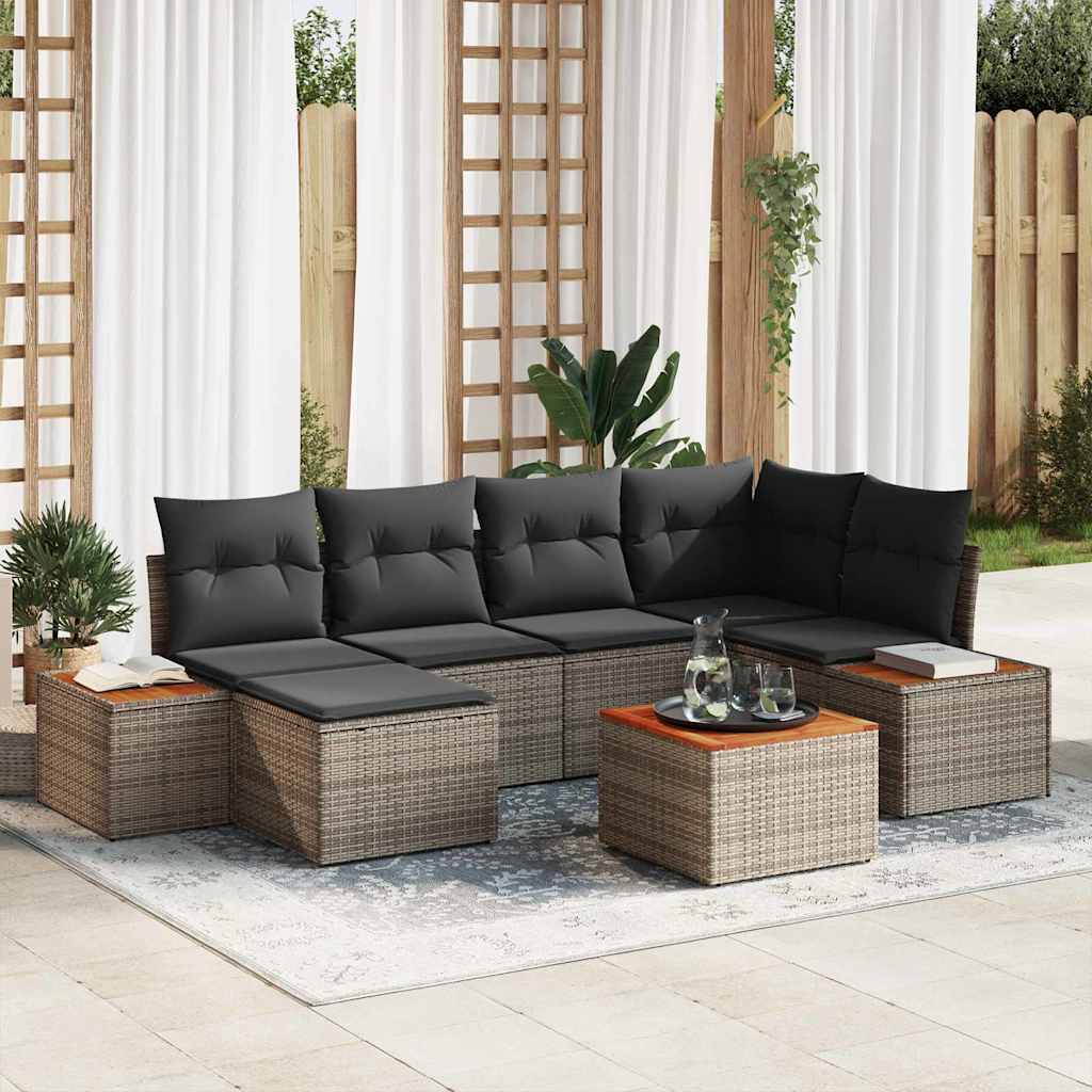 Gartensofa-set mit Kissen 6 pcs Schwarz Poly-Rattan