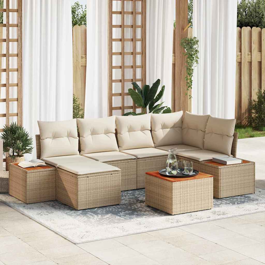 Gartensofa-set mit Kissen 6 pcs Schwarz Poly-Rattan