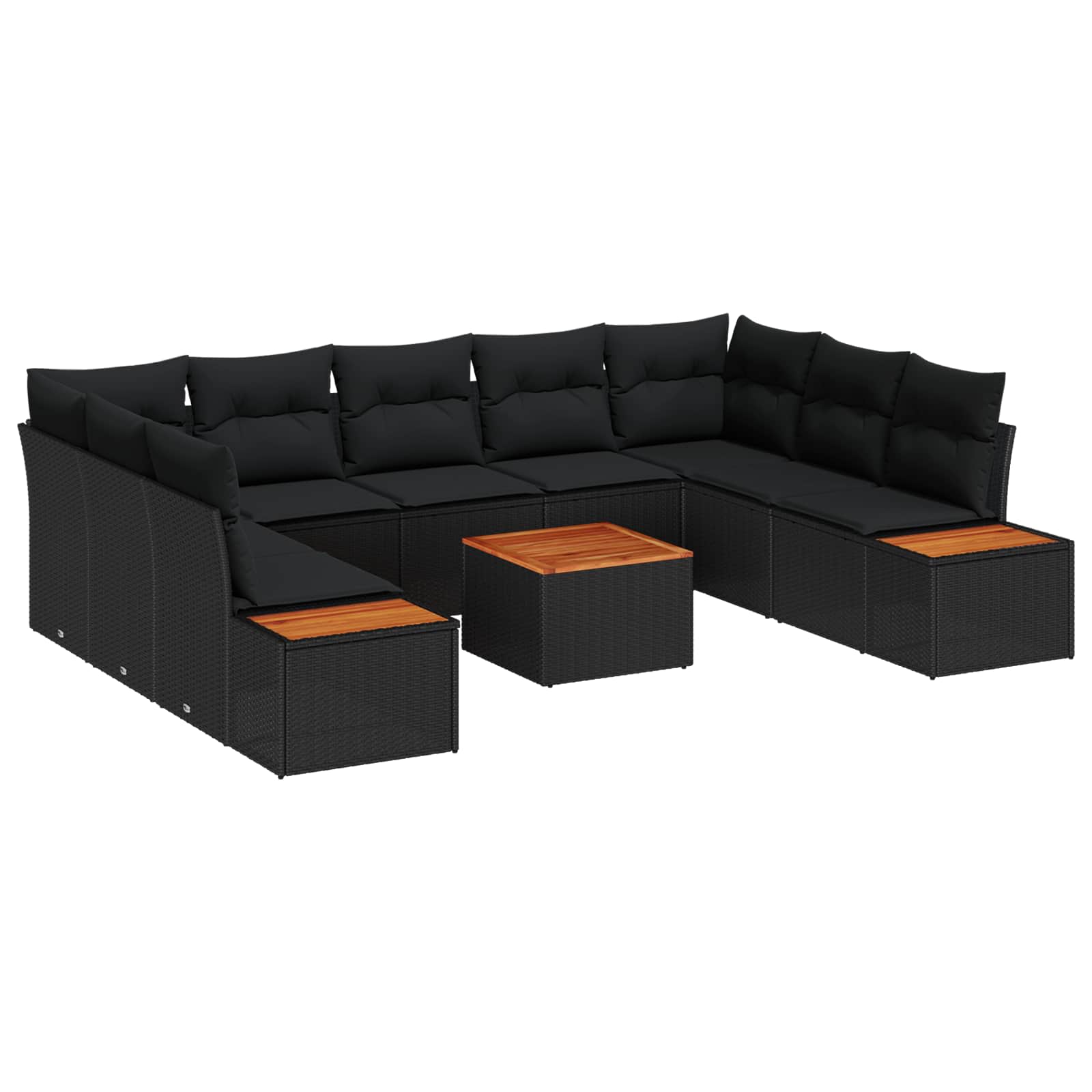 Gartensofa-set mit Kissen 9 pcs Schwarz Poly Rattan