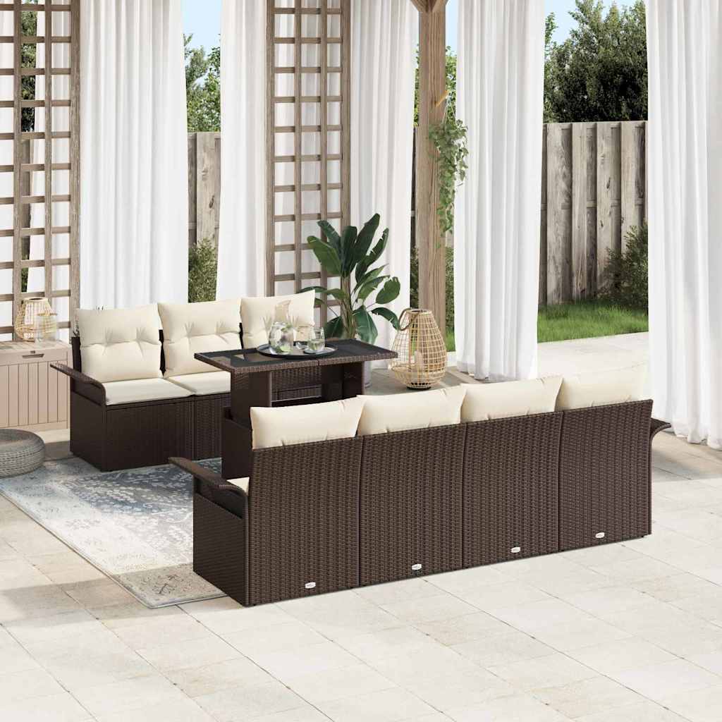 Gartensofa-set mit Kissen 8 pcs Schwarz Poly-Rattan