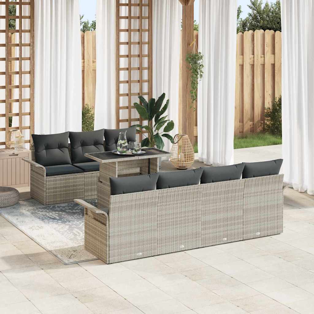 Gartensofa-set mit Kissen 8 pcs Schwarz Poly-Rattan