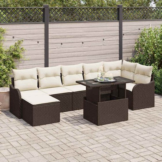Garten-Sofa-Set mit Kissen 8 pcs Schwarz Poly Rattan