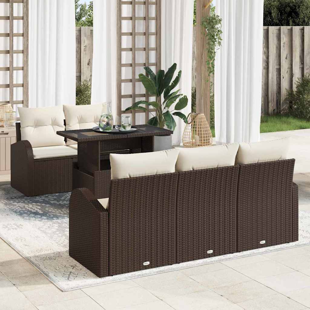 Gartensofa-set mit Kissen 6 pcs Schwarz Poly Rattan