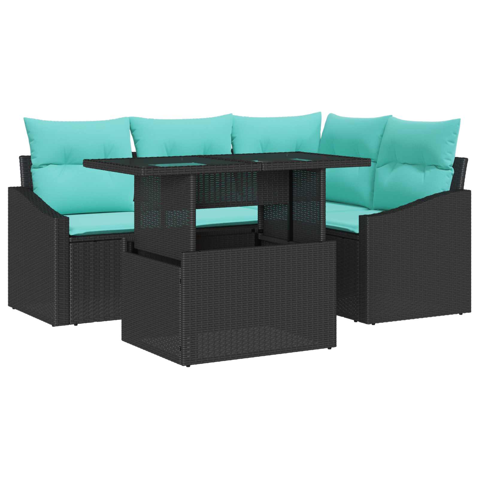 Garten-Sofa-Set mit Kissen mit Speicher 6 pcs Schwarz und Creme