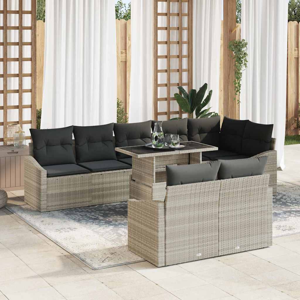 Garten-Sofa-Set mit Kissen mit Speicher 9 pcs Schwarz und Creme