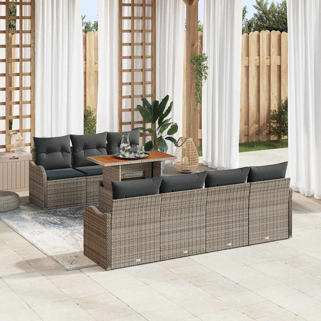 Garten-Sofa-Set mit Kissen 8 pcs Schwarz und Creme