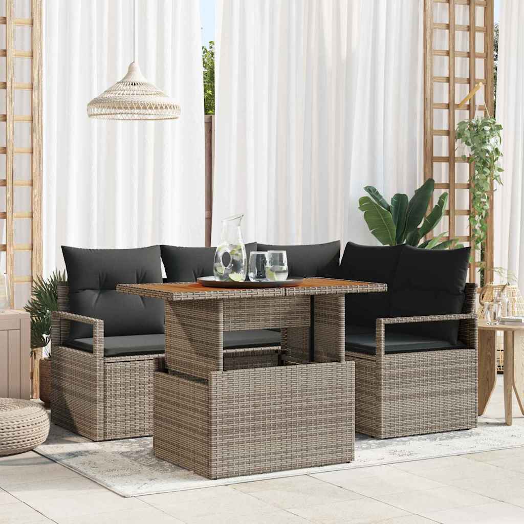 Garten Essgruppe mit Kissen mit Kissen 5 pcs Schwarz und Creme