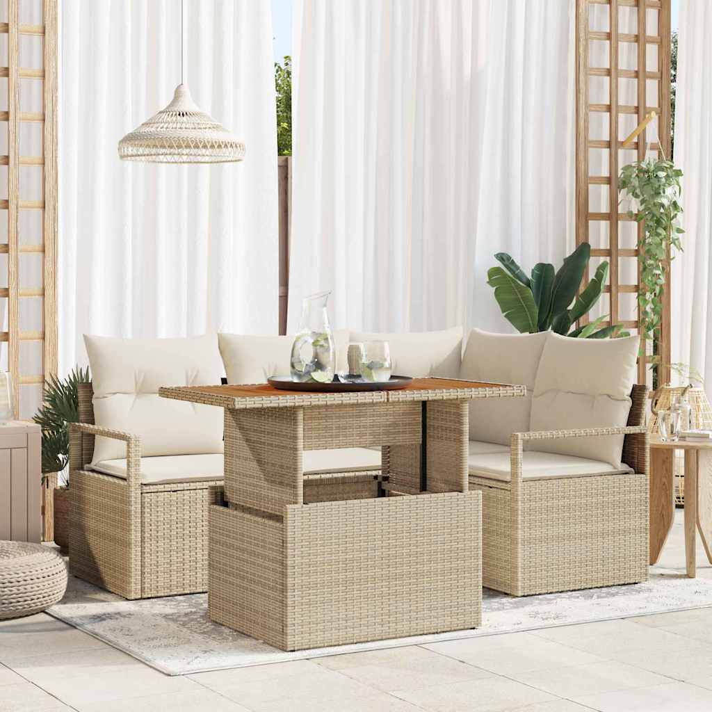 Garten Essgruppe mit Kissen mit Kissen 5 pcs Schwarz und Creme