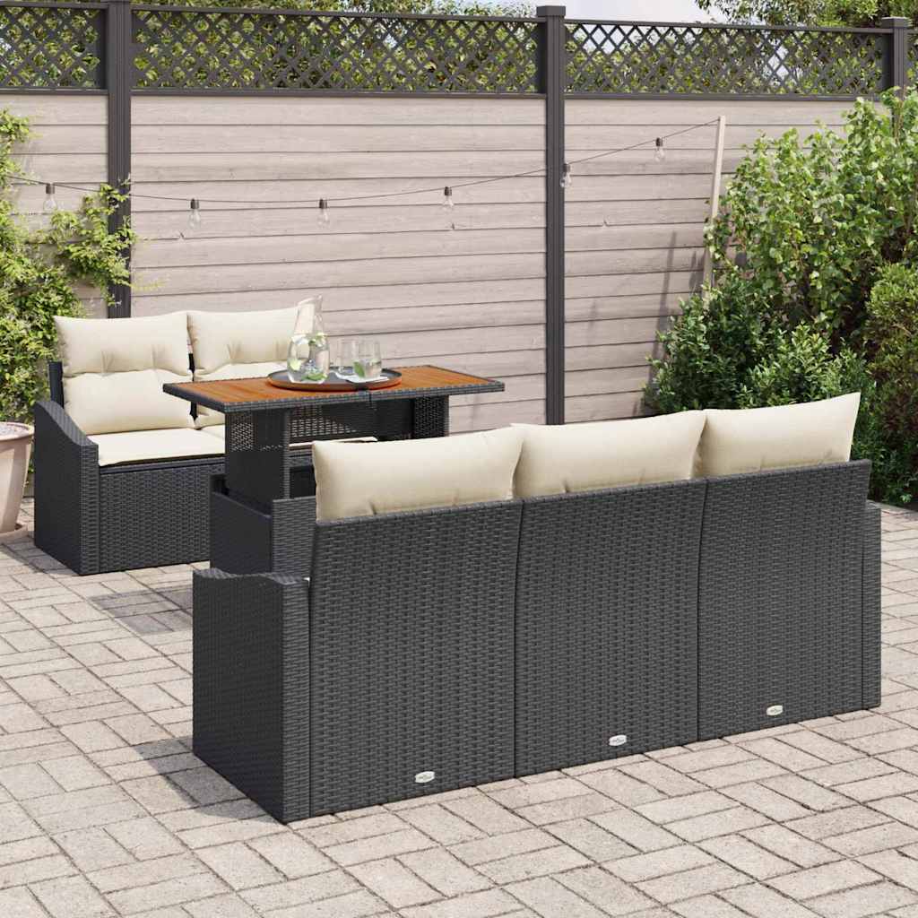 Garten Essgruppe mit Kissen Schwarz und Creme 100 x 55 x 73 cm