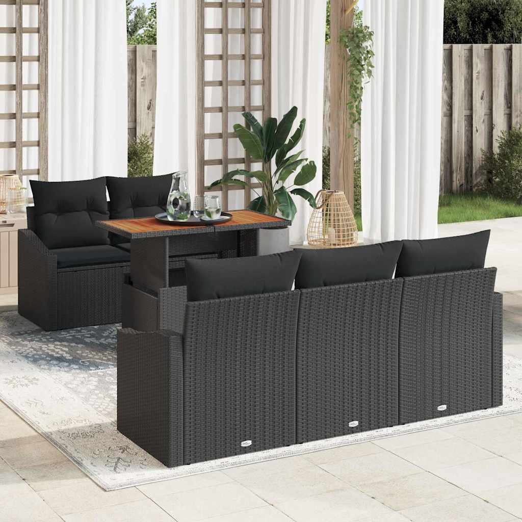 Garten Essgruppe mit Kissen Schwarz und Creme 100 x 55 x 73 cm