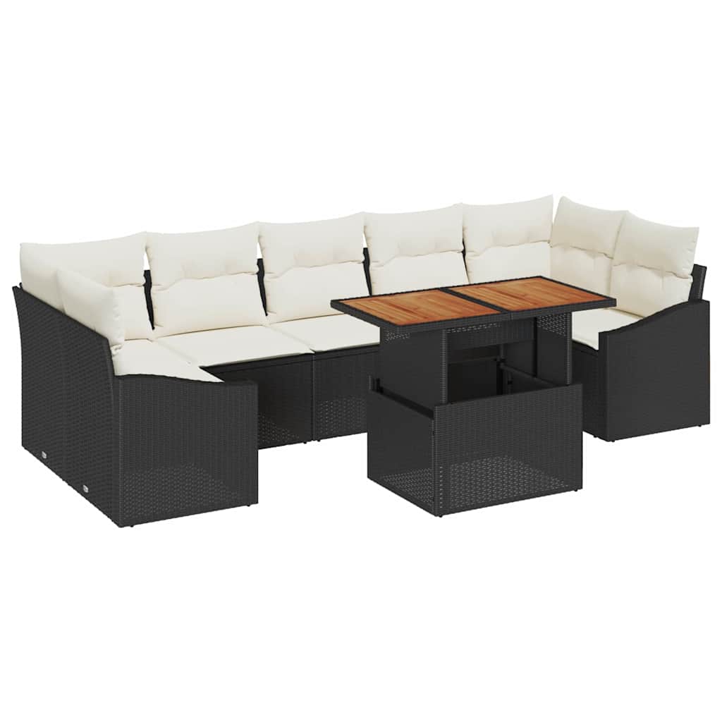 Garten Essgruppe mit Kissen mit Kissen 8 pcs Schwarz und Creme
