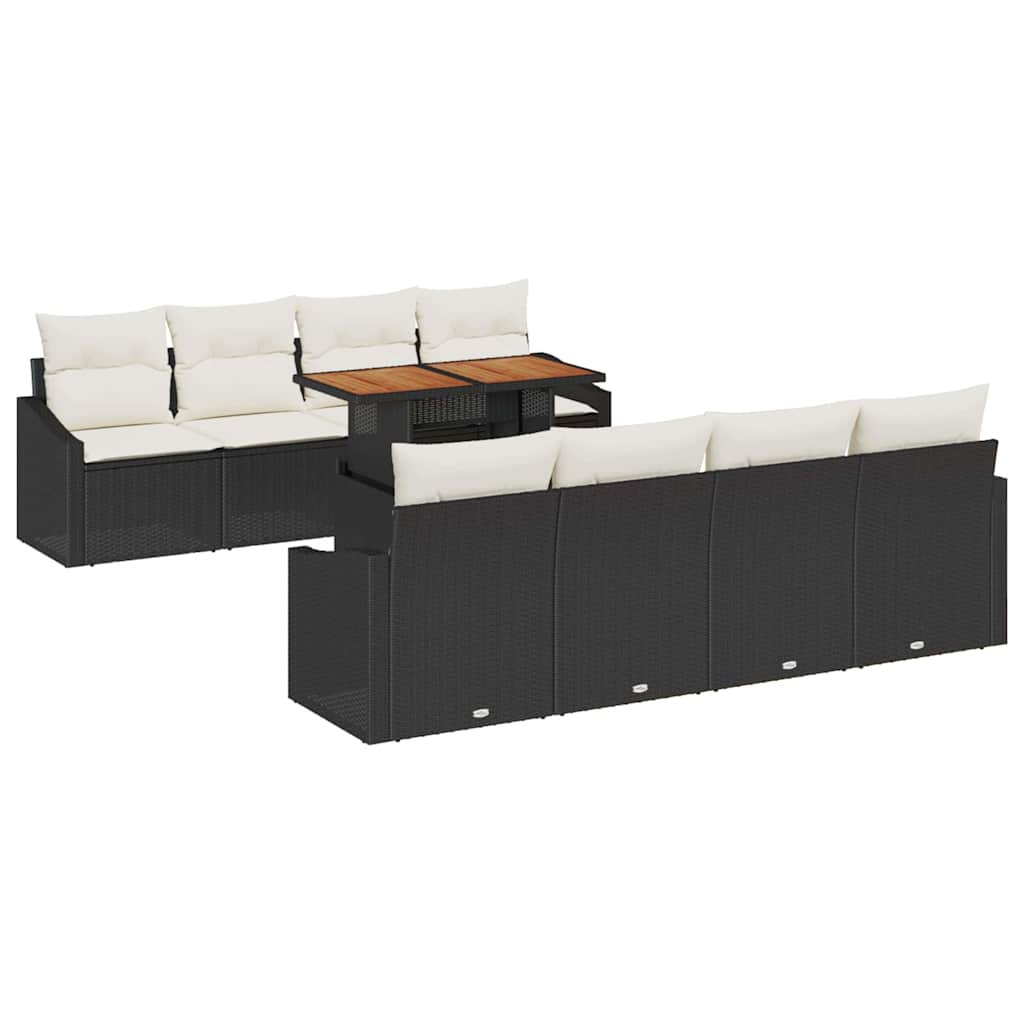 Garten Essgruppe mit Kissen mit Kissen 9 pcs Schwarz und Creme