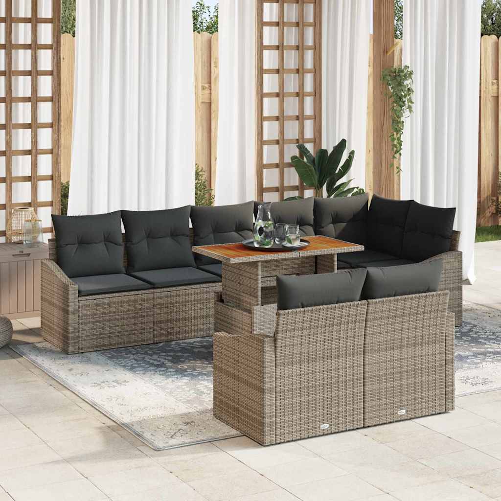 Garten-Sofa-Set mit Kissen mit Kissen 9 pcs Schwarz und Creme