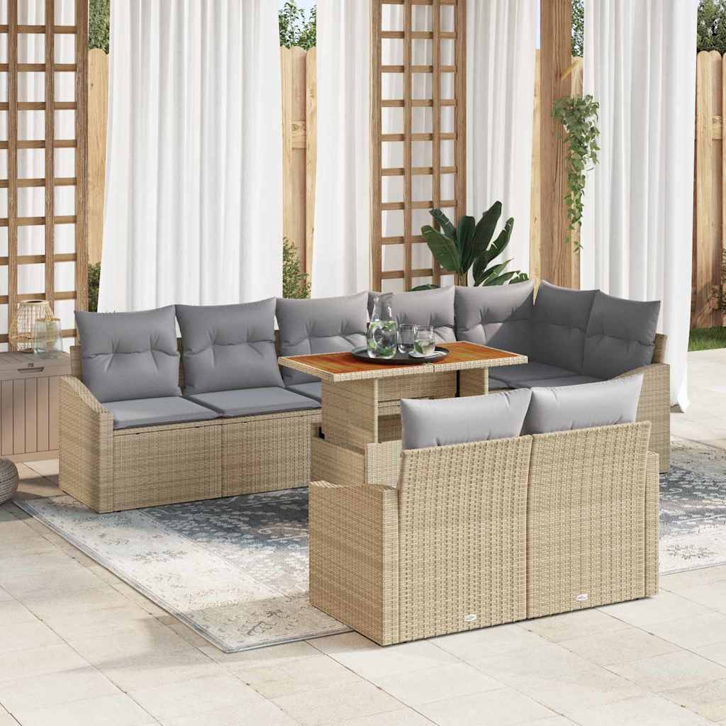 Garten-Sofa-Set mit Kissen mit Kissen 9 pcs Schwarz und Creme