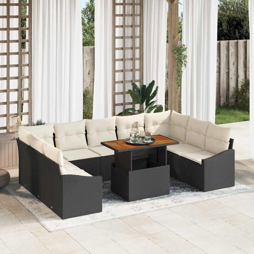 Garten Essgruppe mit Kissen mit Kissen 10 pcs Schwarz und Creme
