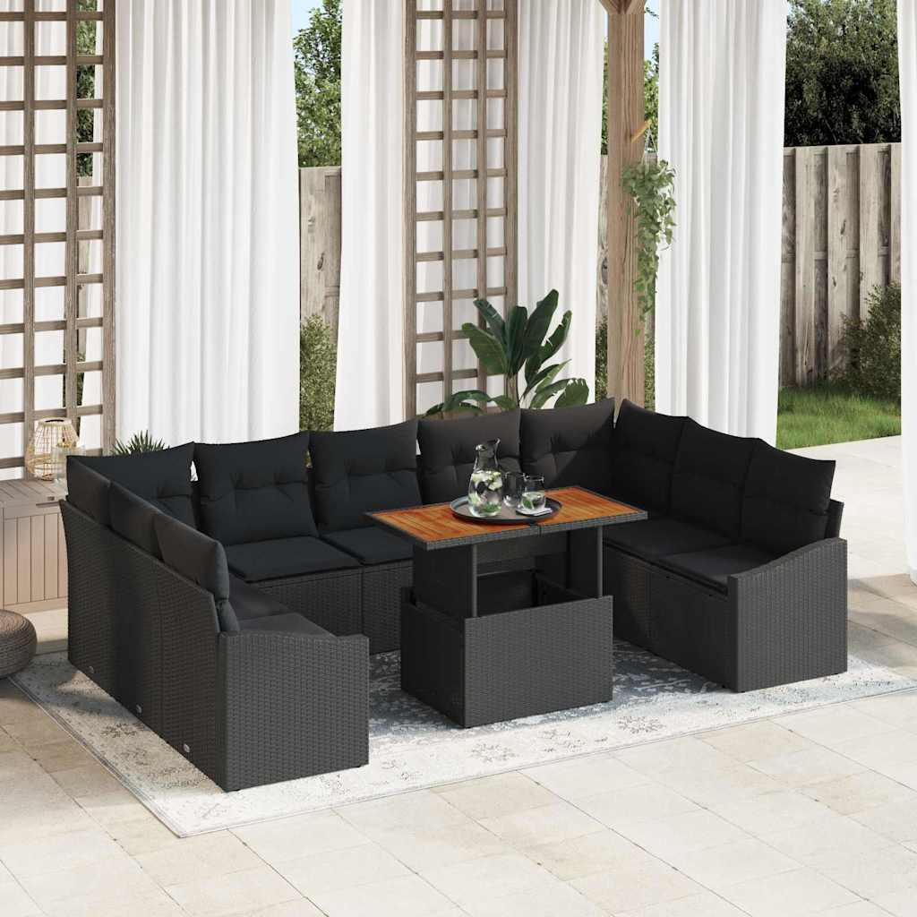 Garten Essgruppe mit Kissen mit Kissen 10 pcs Schwarz und Creme
