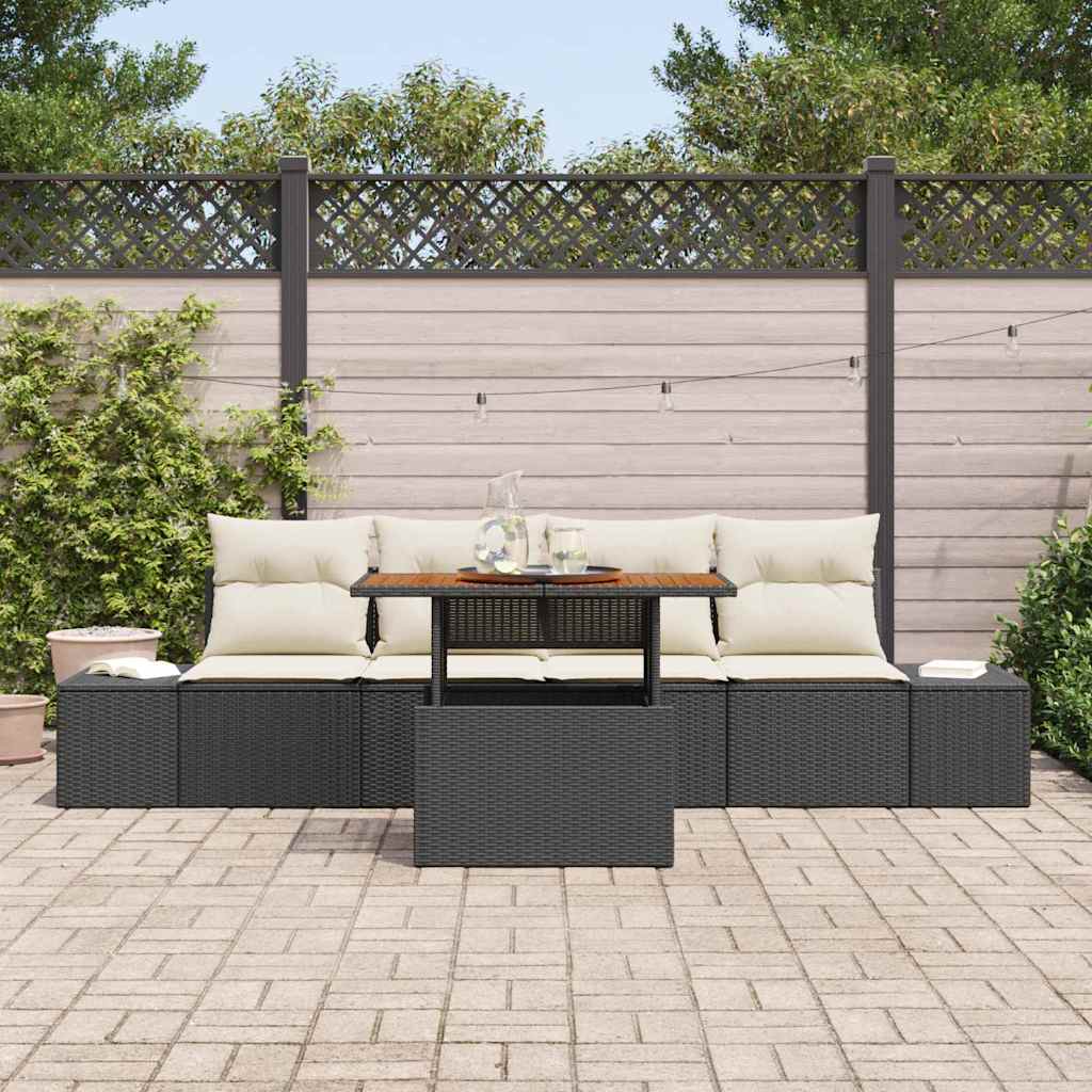 Garten Essgruppe mit Kissen mit Kissen 5 pcs Schwarz und Creme