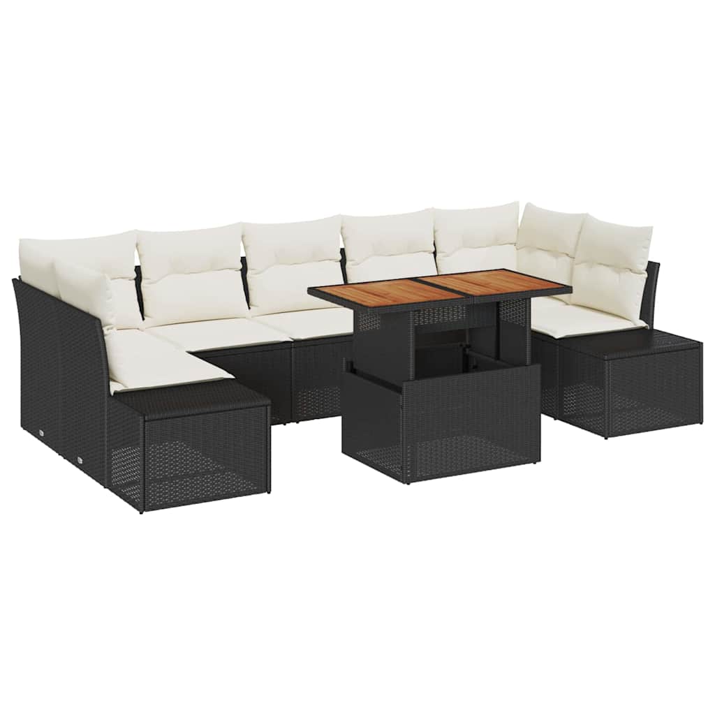 Garten Essgruppe mit Kissen mit Kissen 8 pcs Schwarz und Creme
