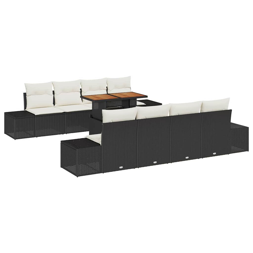Garten Essgruppe mit Kissen mit Kissen 9 pcs Schwarz und Creme