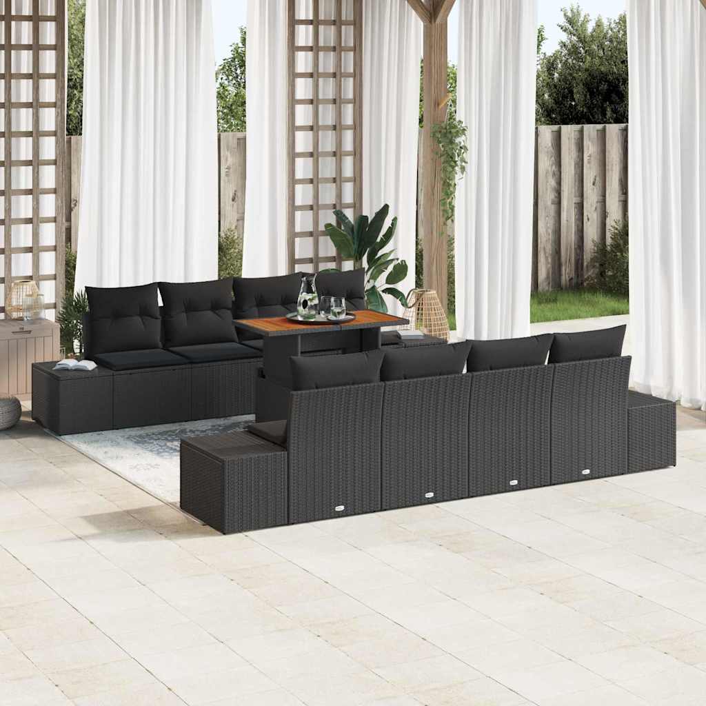 Garten Essgruppe mit Kissen mit Kissen 9 pcs Schwarz und Creme