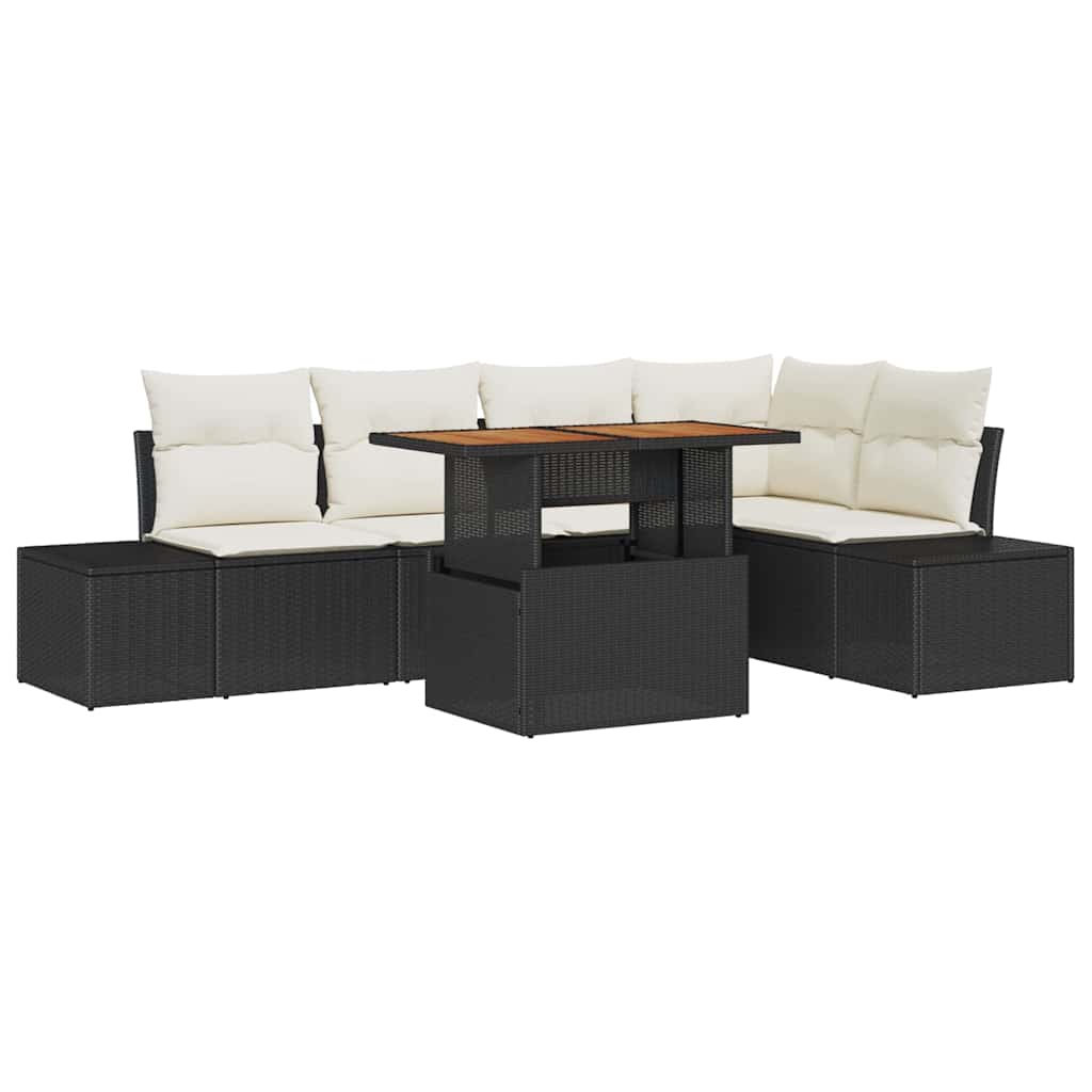 Garten Essgruppe mit Kissen mit Kissen 6 pcs Schwarz und Creme