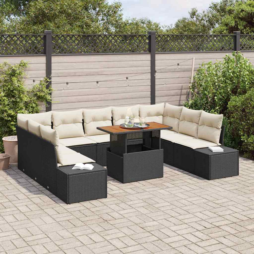 Garten Essgruppe mit Kissen mit Kissen 10 pcs Schwarz und Creme
