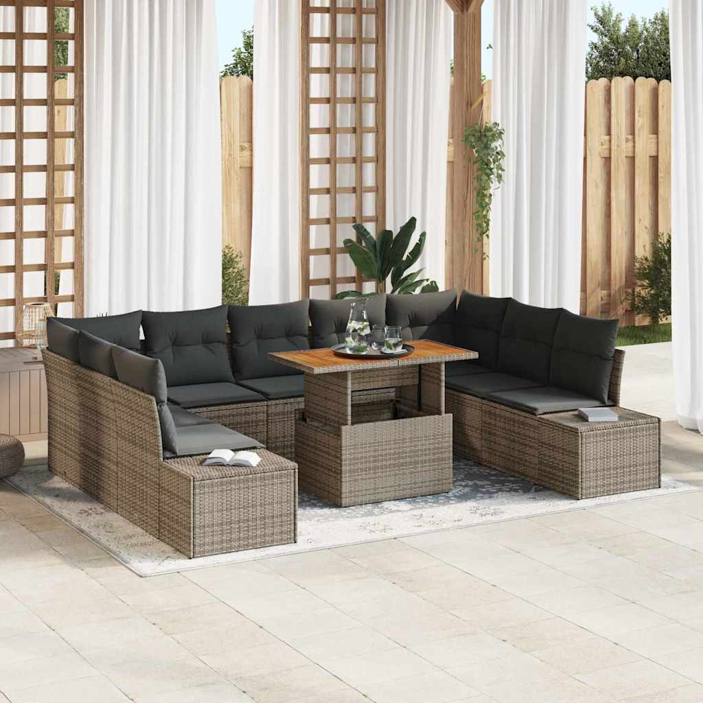Garten Essgruppe mit Kissen mit Kissen 10 pcs Schwarz und Creme