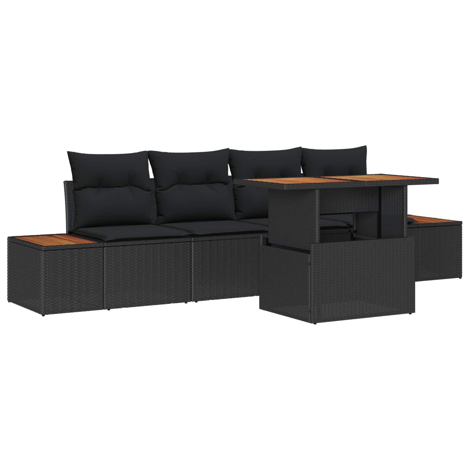 Garten Essgruppe mit Kissen mit Kissen 5 pcs Schwarz und Beige