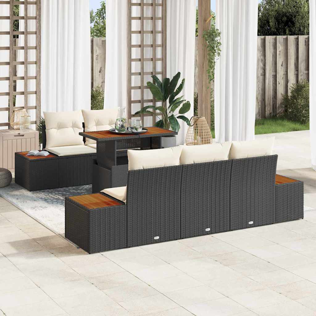 Garten Essgruppe mit Kissen mit Kissen 6 pcs Schwarz und Beige