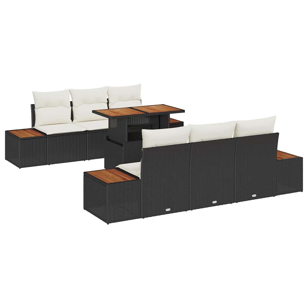 Garten Essgruppe mit Kissen mit Kissen 7 pcs Schwarz und Beige