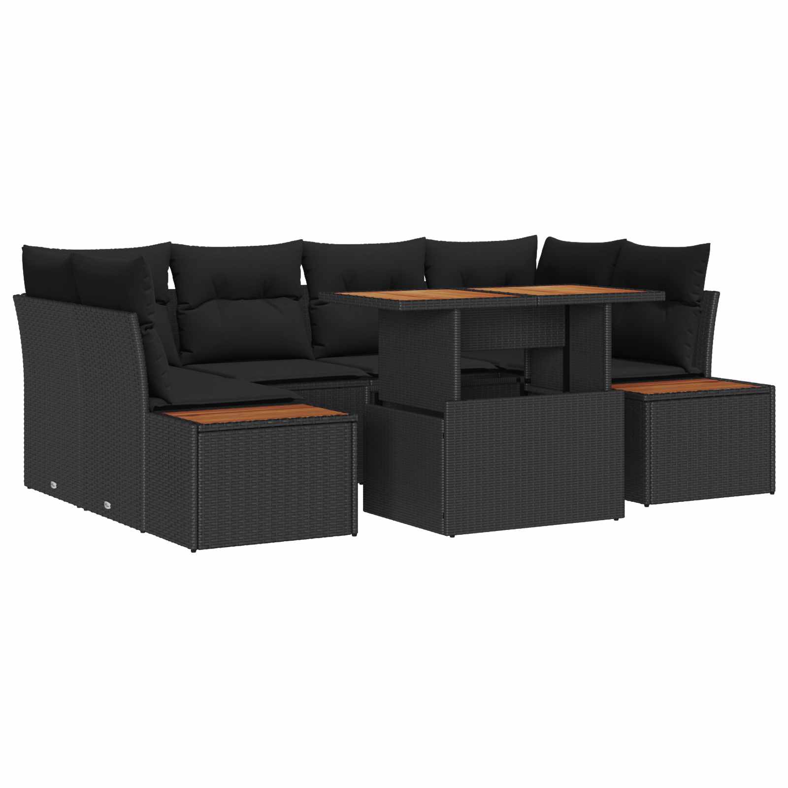 Garten Essgruppe mit Kissen mit Kissen 9 pcs Schwarz und Beige