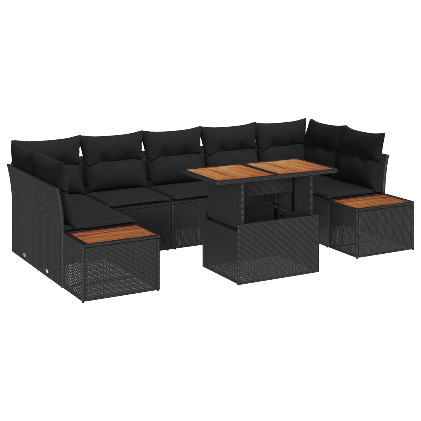 Garten Essgruppe mit Kissen mit Kissen 8 pcs Schwarz und Beige