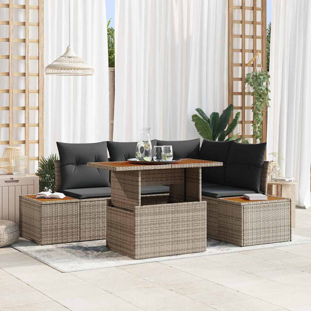Garten Essgruppe mit Kissen mit Kissen 5 pcs Schwarz und Beige