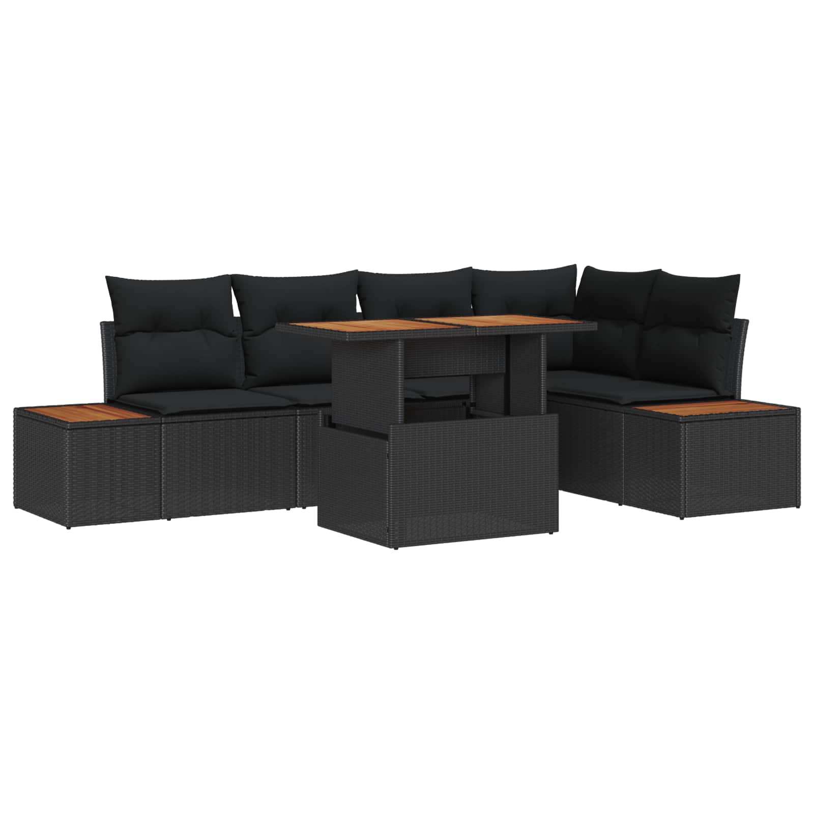 Garten Essgruppe mit Kissen mit Kissen 6 pcs Schwarz und Beige