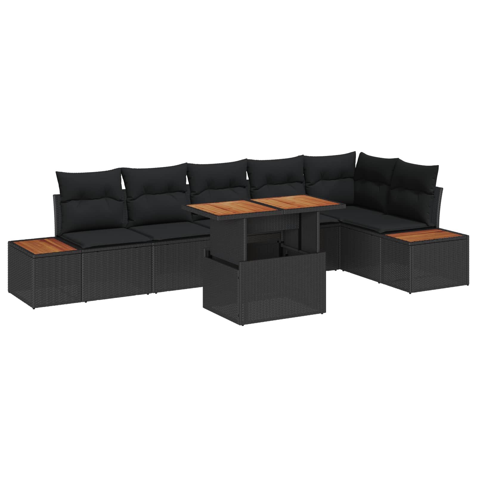 Garten Essgruppe mit Kissen mit Kissen 7 pcs Schwarz und Beige