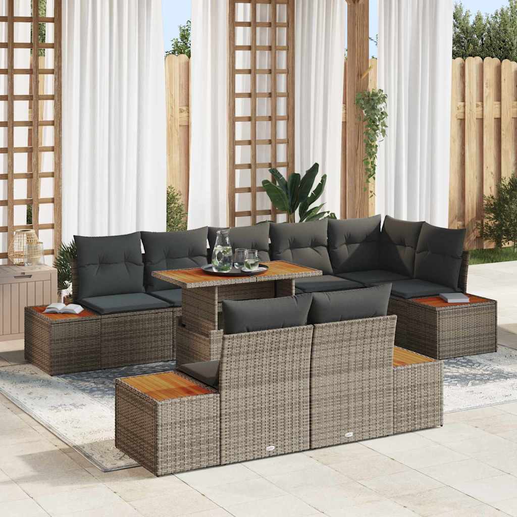 Garten Essgruppe mit Kissen mit Kissen 9 pcs Schwarz und Beige