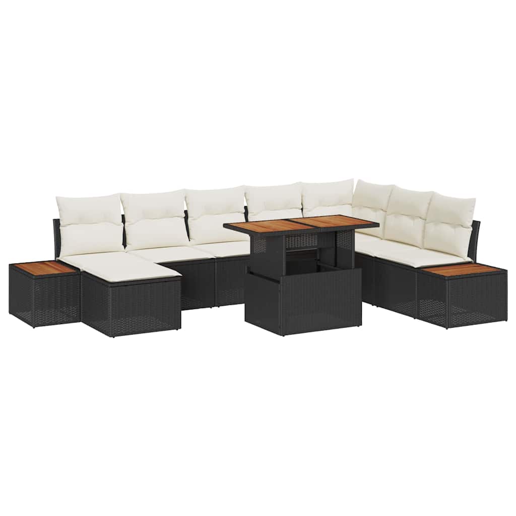 Garten Essgruppe mit Kissen 9 pcs Schwarz und Beige