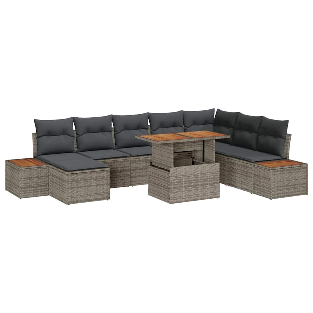 Garten Essgruppe mit Kissen 9 pcs Schwarz und Beige