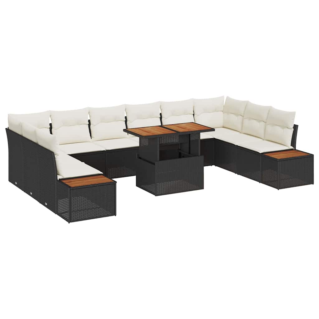 Garten Essgruppe mit Kissen mit Kissen 11 pcs Schwarz und Beige