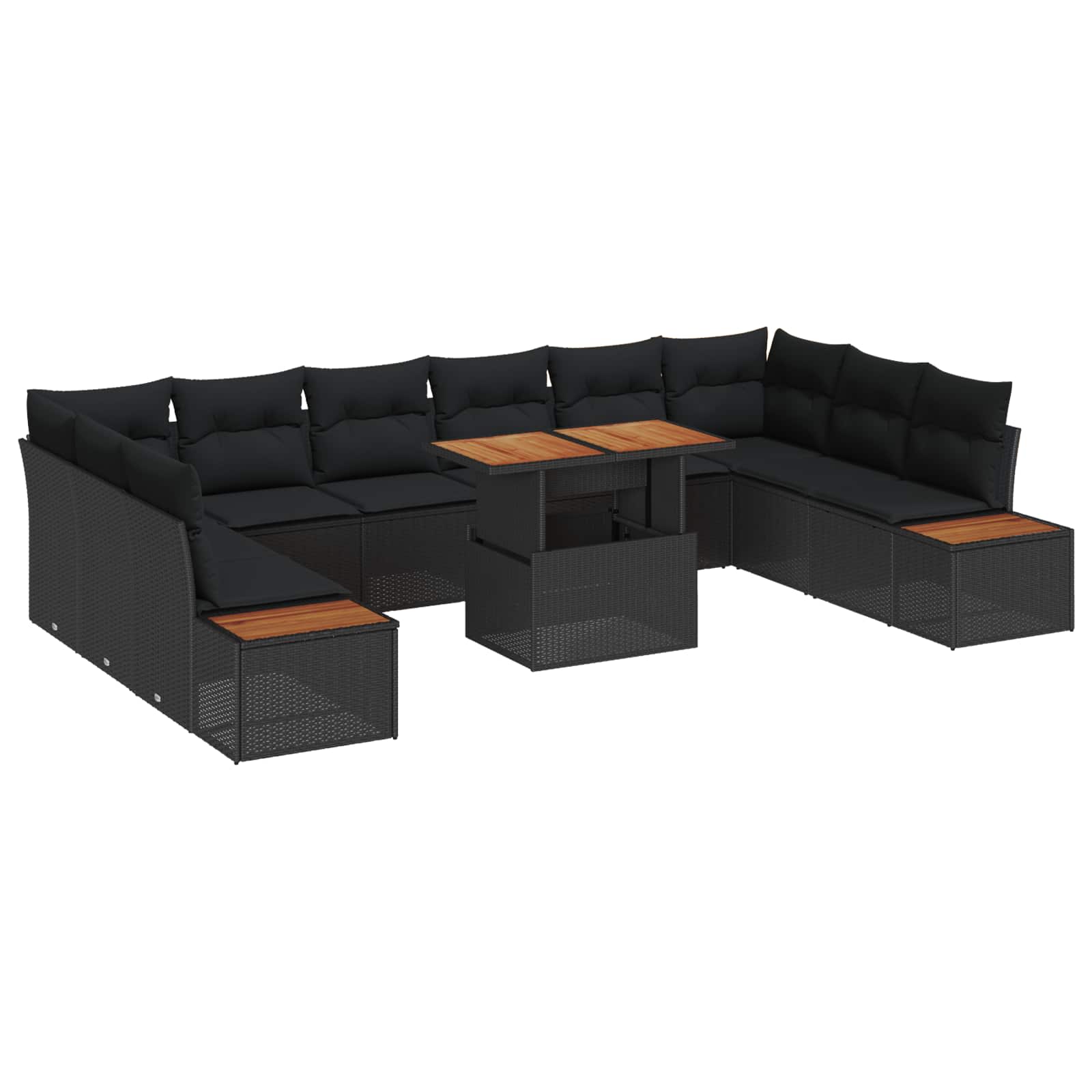 Garten Essgruppe mit Kissen mit Kissen 11 pcs Schwarz und Beige