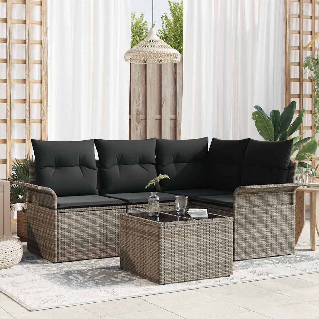 Gartensofa-set mit Speicher 4 pcs Schwarz Poly-Rattan