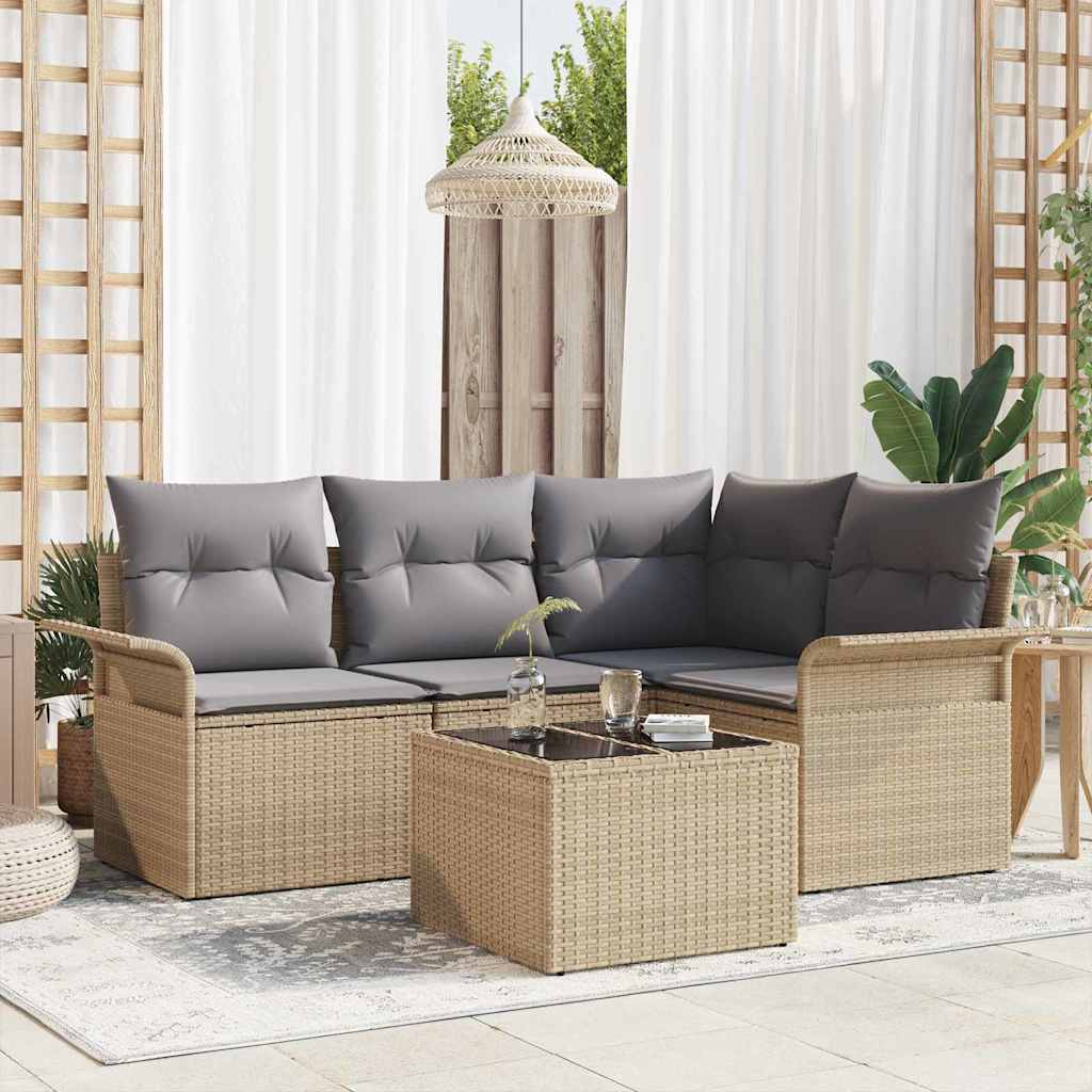 Gartensofa-set mit Speicher 4 pcs Schwarz Poly-Rattan