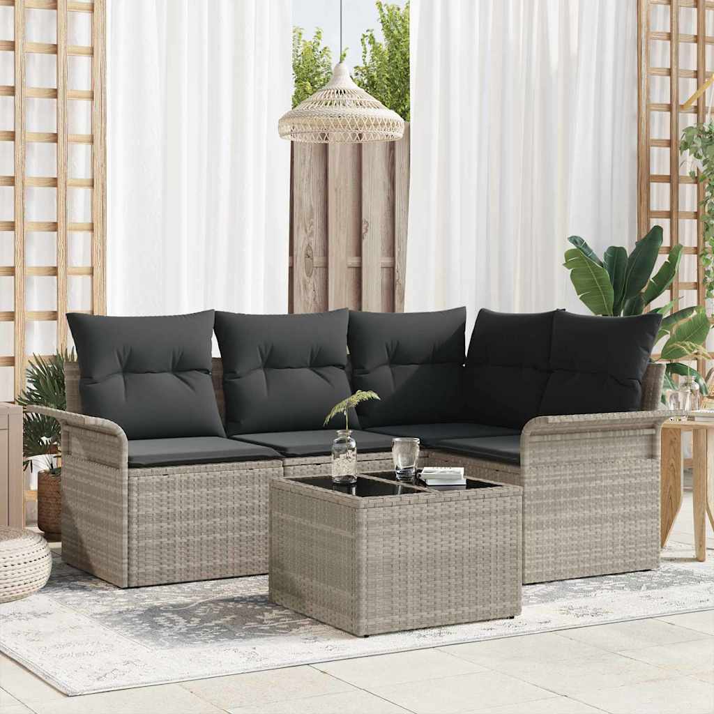 Gartensofa-set mit Speicher 4 pcs Schwarz Poly-Rattan